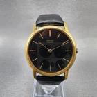 Seiko Watch Men 32mm Black Dial Gold Tone Round 2620-0209 New Battery VTG