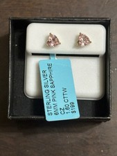 Sterling Silver 925 6mm Pink Sapphire CZ Earrings 1.6 CTW