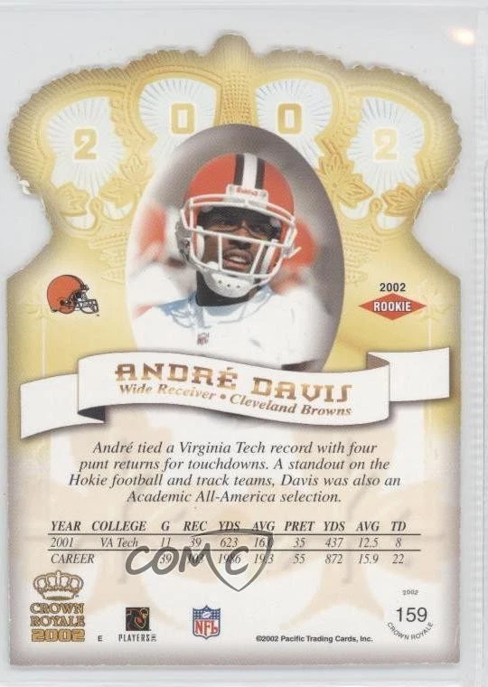 2002 Pacific Crown Royale Andra Davis Andre Davis #159 Rookie RC - Image 2 of 2