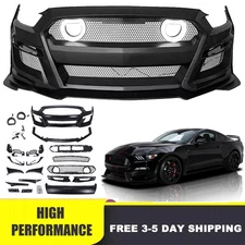 Front Bumper Kit LED Grille For 2015-2017 Ford Mustang Upgrade GT500 Style US