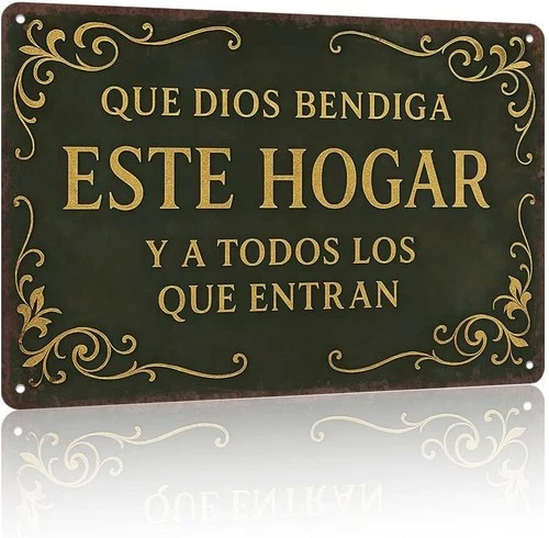 Que Dios Bendiga Este Hogar Spanish Vintage Tin Metal Signs Home Décor 8x12in