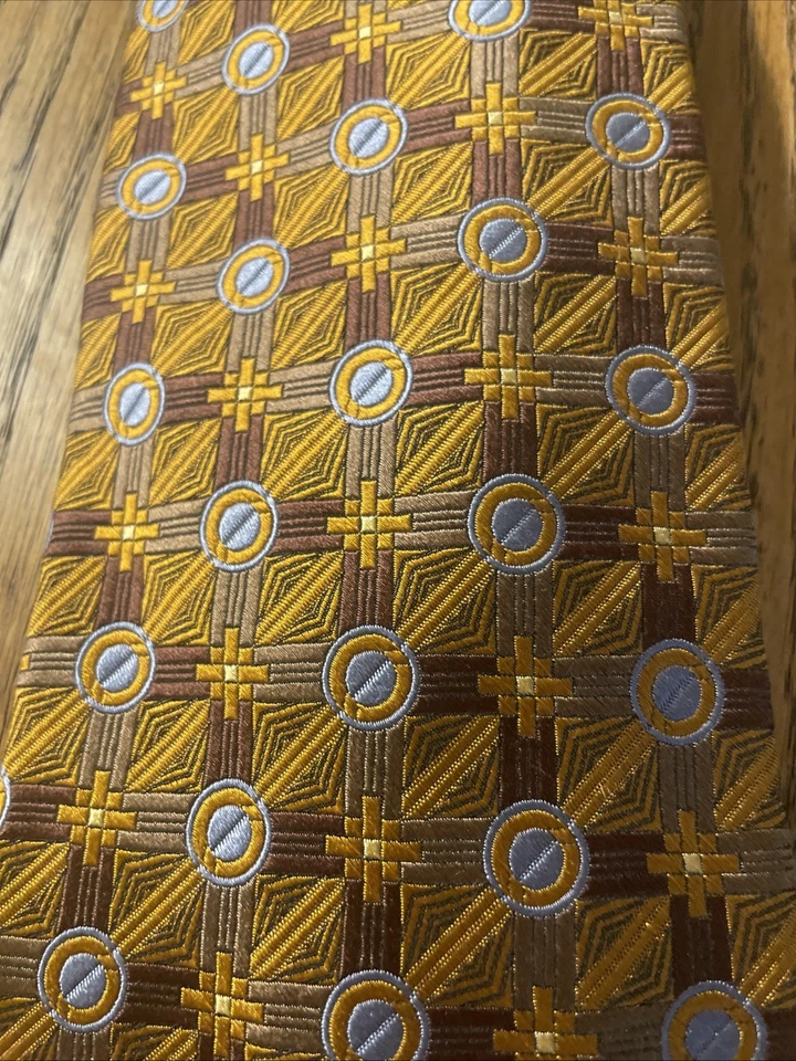 Corbata de seda geométrica gruesa Von Maur usada en excelente estado Robert Talbott Best Of Class EE. UU. cosida a mano Foto 3 de 4