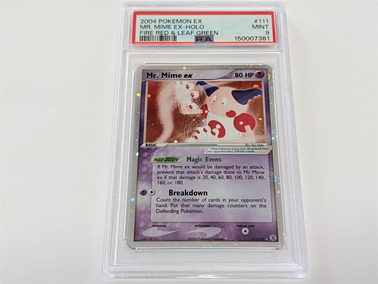 PSA 9 Mr. Mime ex Holo 111/112 Fire Red & Leaf Green 2004 Pokemon Card MINT