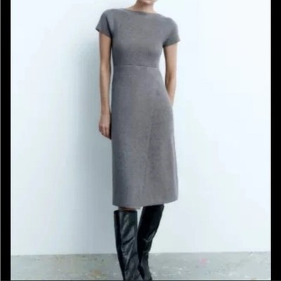 Zara Gray Knit Midi Dress Wool Blend Short Sleeve Minimalist Size S EUC | eBay Zara Gray Knit Midi Dress Wool Blend Short Sleeve Minimalist Size S EUC | eBay