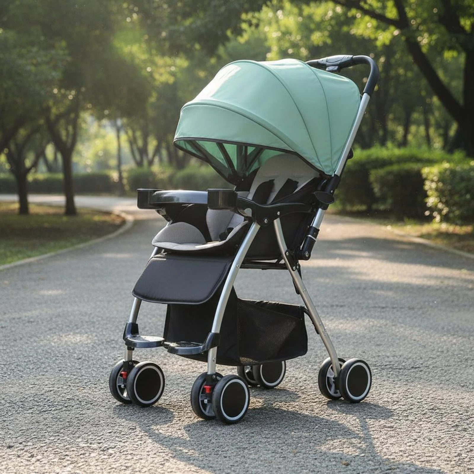 Lightweight Baby Stroller Shock Absorbing Wheels Reversible Seat Stroller
