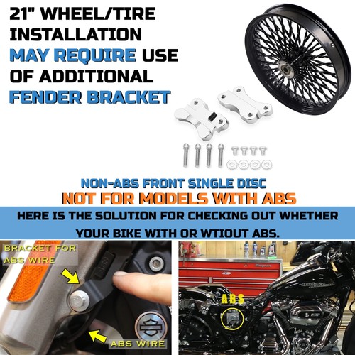 21x3.5''Twisted Spokes Front Wheel Single Disc for2008-UP Softail Models Non-ABS - Picture 5 of 9