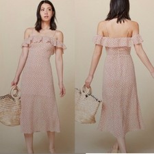 Reformation Dress Hydrangea Midi Cold Shoulder in Ditsy Floral