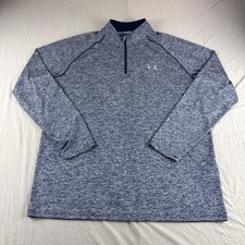 Under Armour Heatgear Pullover Mens L Blue Heather Loose 1/4 Zip Sweatshirt Top