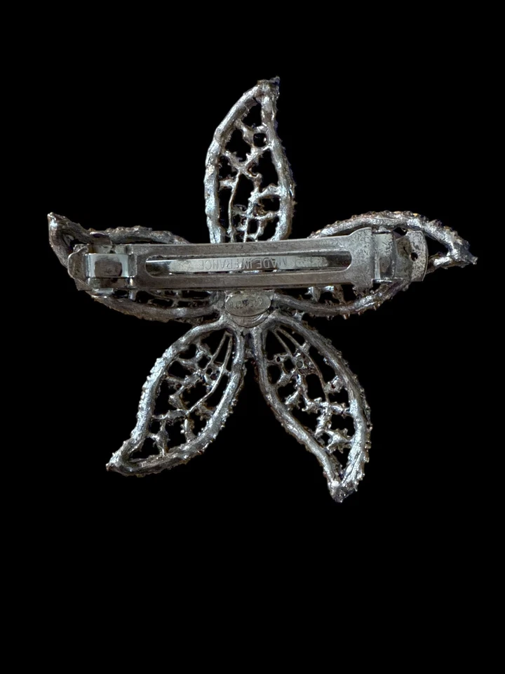 Hermoso ENORME Estrella de Mar Flor Pasador Francés Estrás Hermoso Artístico Foto 2 de 3