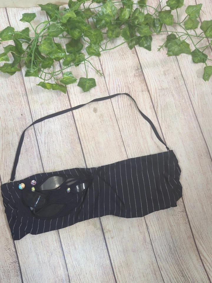 Top de bikini para mujer LA PERLA a rayas adornado sin tirantes halter talla 4 Foto 2 de 4