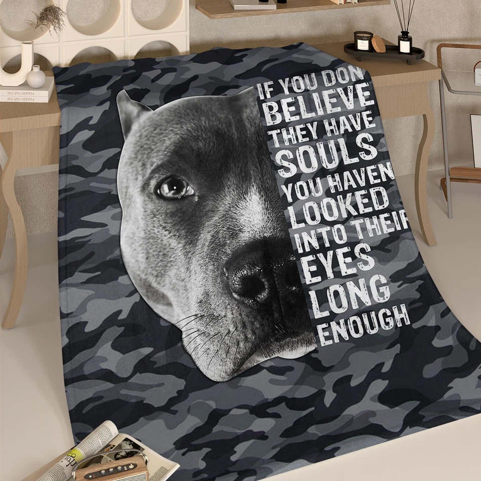 60"x80" Black Dog Flannel Fleece Throw Blanket Pit Bull Terrier Blanket for Sofa - Image 4 of 4
