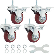Swivel Caster Wheels 3 Inch Threaded Stem Casters Set of 4 Heavy Duty
