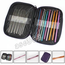 Portable and Convinent 22pc Set Multi-colour Aluminum Crochet Hooks Needles Knit