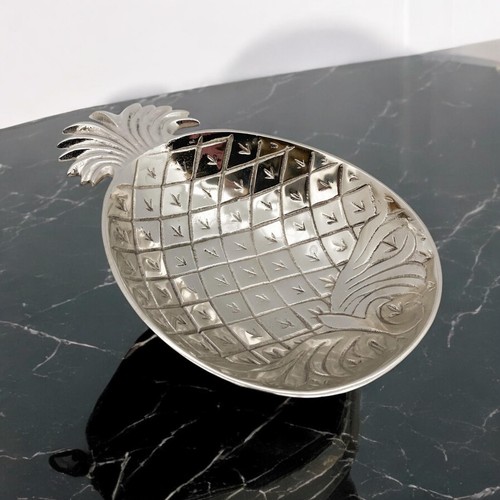 Decorative 20cm Silver Plated Metal Pineapple Trinket Tray Jewellery Dish Gift - Picture 8 of 9