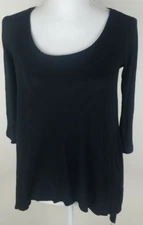 MUDD Womens Size XS Thin 3/4 Sleeve Round Neck Black Thermal Shirt