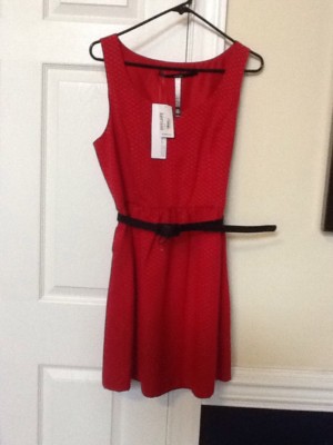 NEW Ladies Size Large KENSIE Ruby Red Belted Jumper Style Dress RETAIL $99.00