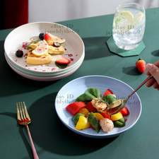 4pcs Dinner Picnic Plates Tableware 20cm Dishes Wheat Straw Unbreakable Crockery