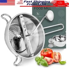 Ergonomic Food Mill Stainless Steel With 3 Grinding Discs,for Tomato Sauce,Puree