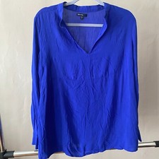 GAP Maternity Shirt Size Medium Blue Long Sleeve Blouse V- Neck