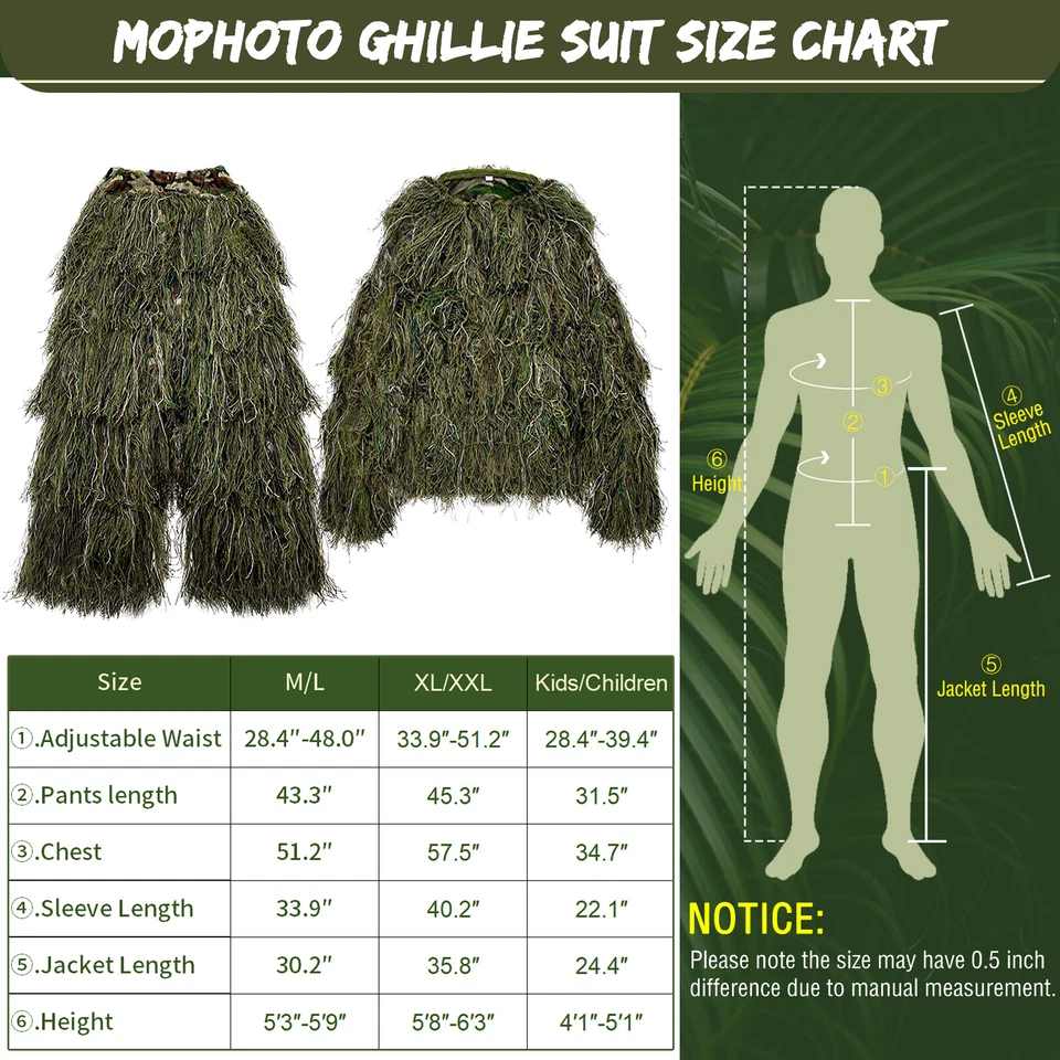 NAIZEA Trajes Ghillie, Adulto Jóvenes Tallas Woodland Gilly Traje Con Capucha Gillies Trajes Foto 2 de 4