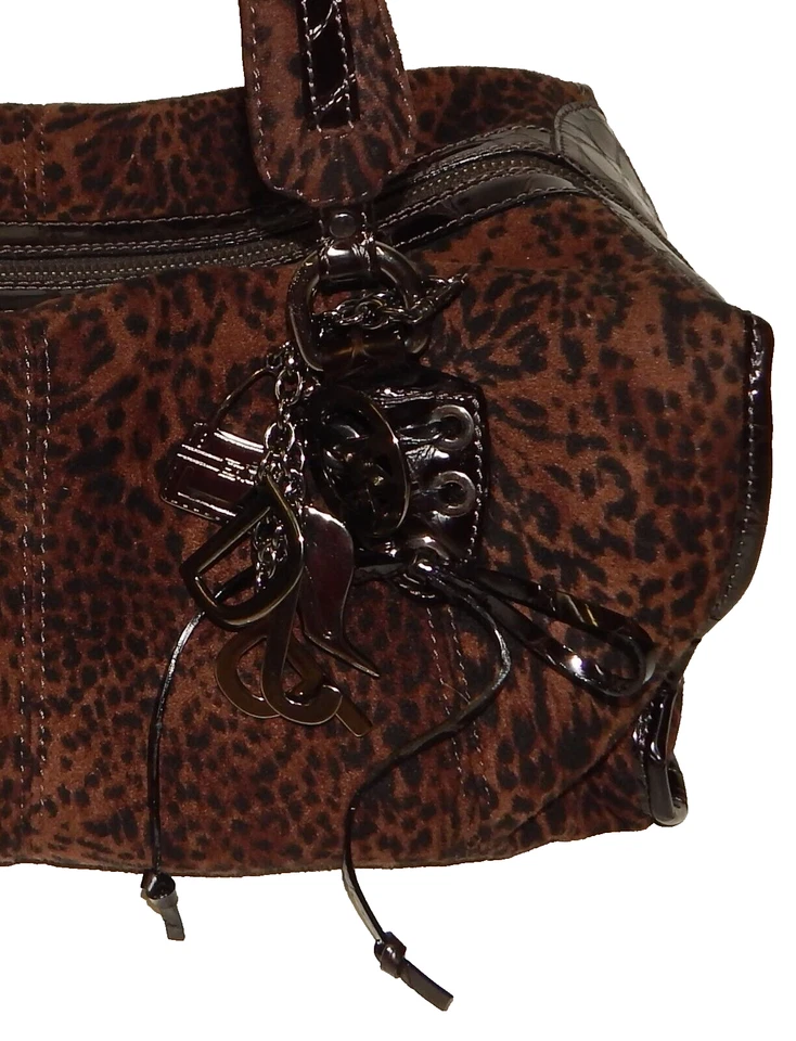 Bolso de Hombro Donald Pliner Italia Gamuza Pantera y Charol Cuero de Cocodrilo Nuevo con Etiquetas $610 Foto 2 de 4