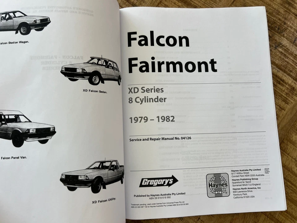 Ford XD V8 79-82 Gregorys Service & Repair Manual EC! Falcon Fairmont Ghia ESP - image 2 of 4
