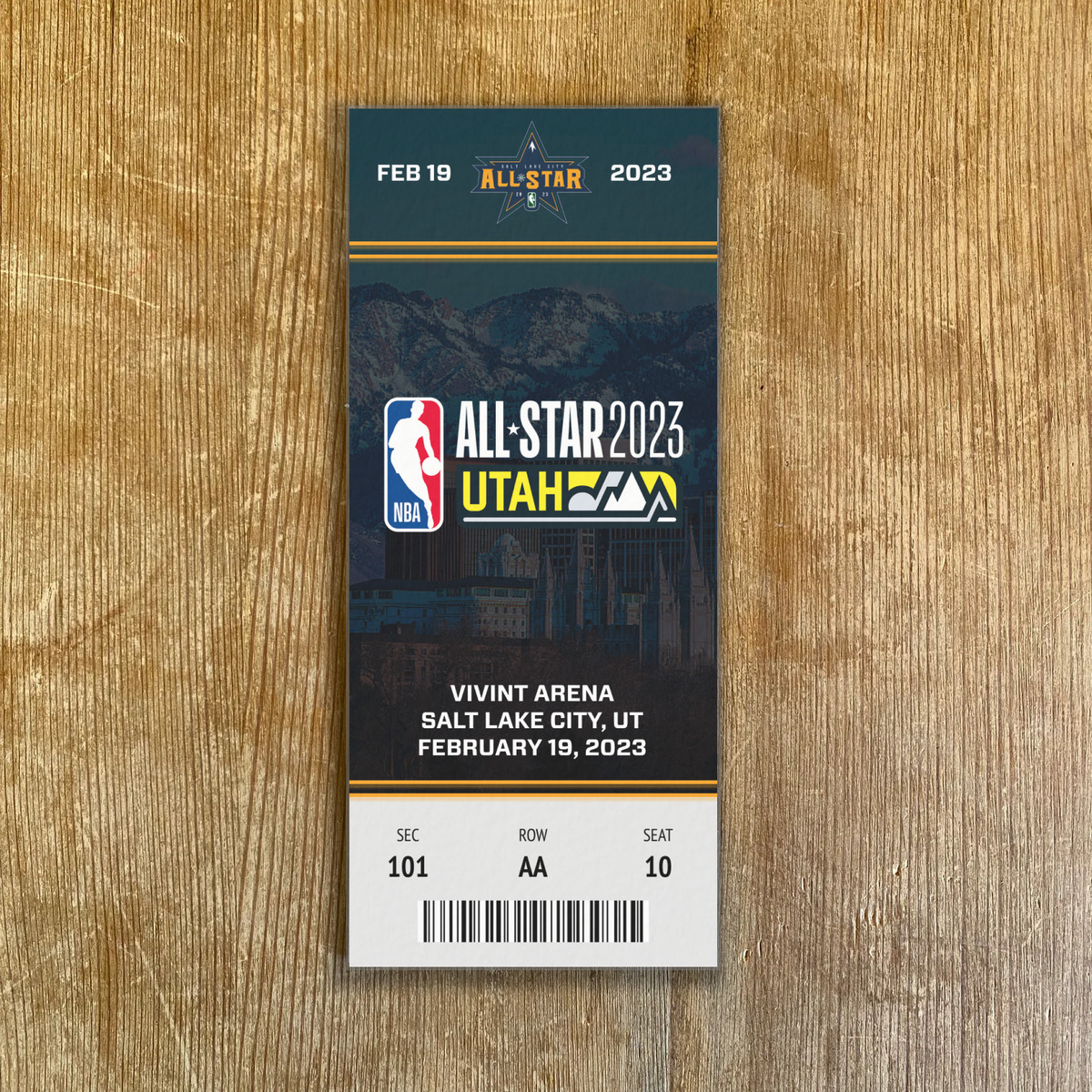 2023 NBA All Star Game Salt Lake City Utah Jazz Replica Ticket