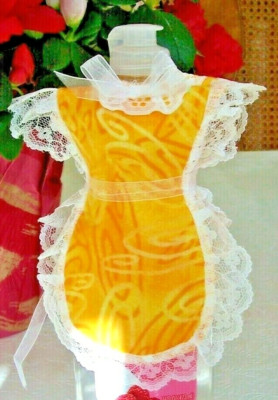 Yellow Sunshine Swirls Apron Cover-up Pancake Syrup Catsup Dish Soap Bottle Gift