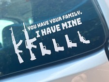 Stick Figure Gun Family -white- Vinyl Decal Indoor Outdoor Sticker Choose Size
