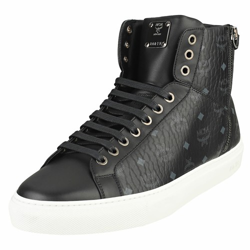 MCM Men's Visetos High-Top Sneakers, Black, Men's, 8D