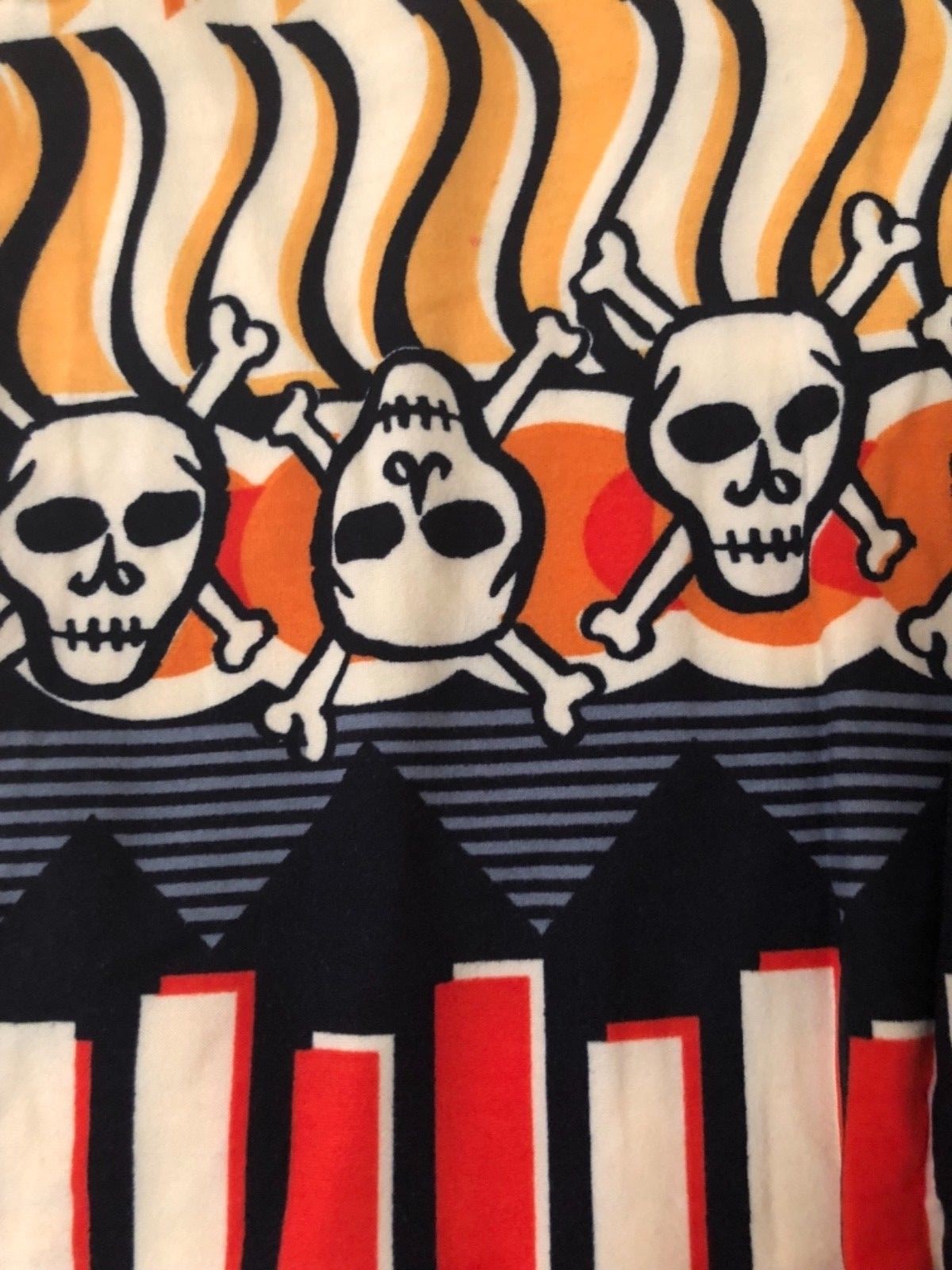 ALTRA NUOVI leggings Lularoe OS teschio e croce taglia unica Halloween nero arancione nuovi con etichette