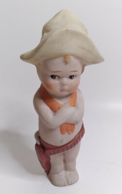 Vintage Child Baby Cowboy Figurine Western Hat, Gun & Holder Kewpie Doll Style