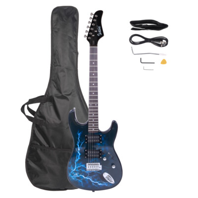 6 String Electric Guitar GST-E Double Pickup Bag Strap Paddle Cable