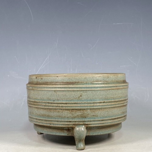 7.4" china antique song dynasty guan kiln ru porcelain cyan glaze lce crack pot - Picture 8 of 9