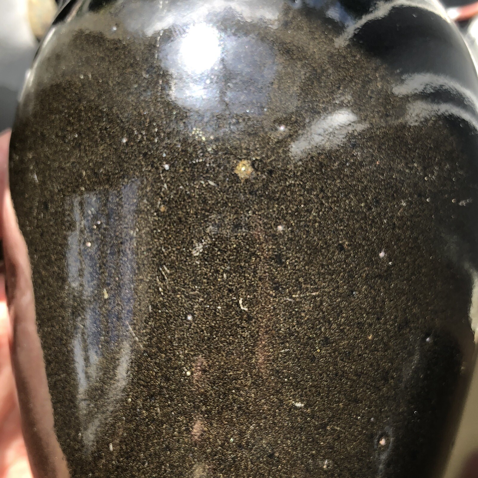 Jugtown Ware Dark Earthy Jug 7” Pottery Seagrove NC Stamped Dated 1984 Vintage