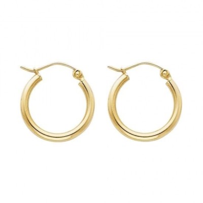 14 Karat Gelbgold kleine schlichte polierte Creolen Klapp Ohrringe Aretes de Oro 2 mm