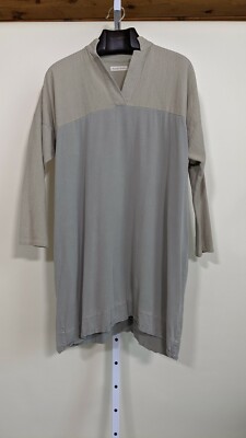 Black Crane Oversized Tunic Dress Side Pockets Small  Boho Arts Crafts Artisan