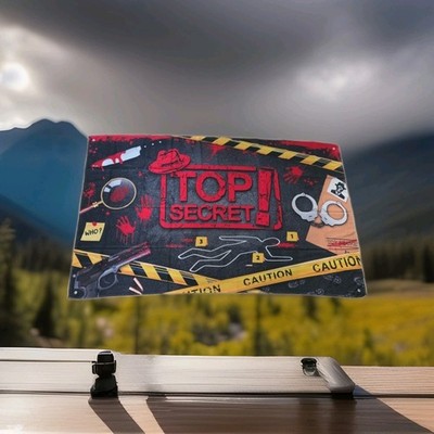 Top Secret Caution 3.5 x 6ft Flag Banner  Garage Decor Show
