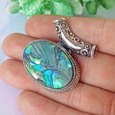 Abalone Shell Gemstone Silver Pendant 925 Sterling Silver Jewelry Pendant