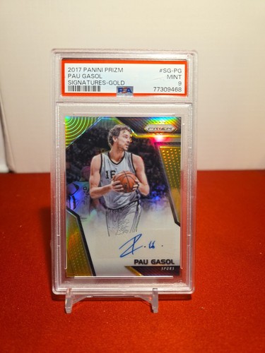 2017-18 Panini Prizm Pau Gasol Signatures Gold Auto /10 SPURS PSA 9