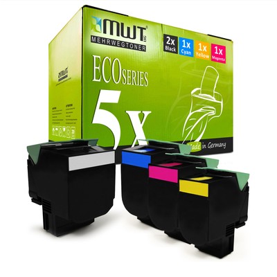 5x ECO Toner ersetzt Lexmark 71B20K0 71B20C0 71B20M0 71B20Y0 CMYK