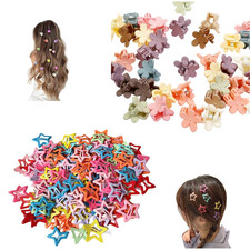 Mini Hair Clips Set, 100 Pcs, 50 Flower and 50 Star Barrettes