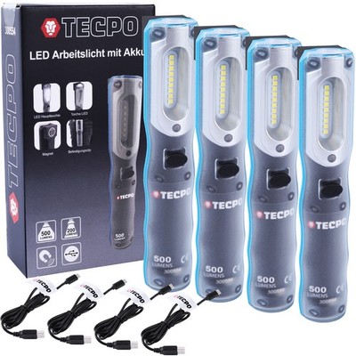 4x TECPO HANDLAMPE WERKSTATT-LAMPE 500 LUMEN STABLAMPE AKKU STABLEUCHTE 6500K