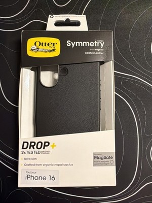 Authentic OtterBox - Cactus Leather Ultra Slim Case For Apple iPhone 16 - Black