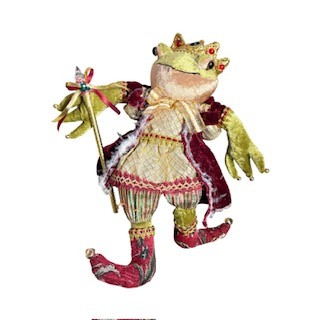 Regal Frog Prince King Stuffed Animal Decoration Gold Green Red Velvet Crown
