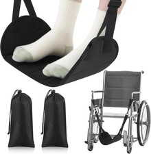 2 Pcs Wheelchair Leg Rest Footrest Hammock Adjustable Hanging Black