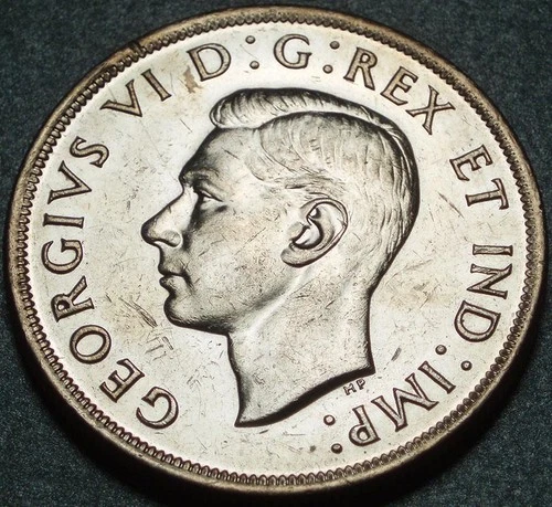 1945 CANADA Silver "KEY DATE DOLLAR" Almost Uncirculated GEORGE VI 38,391 MADE