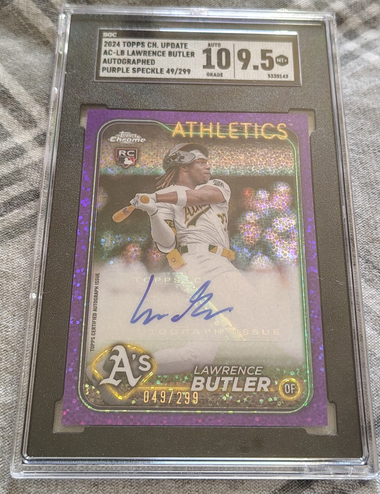 2024 Topps Chrome Update Lawrence Butler Purple Speckle Auto /299 SGC 9.5