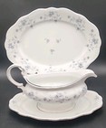 3-Johann Haviland Blue Garland Pattern Fine China Platter & Gravy Boat & Tray
