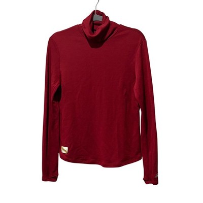 Tracksmith Fells Turtleneck Womens Medium Red Merino Wool Base Layer Top Running